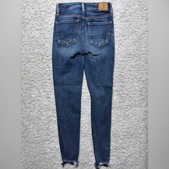 American Eagle Jeans Womens 0 Hi Jegging Crop Stretch Dark Exposed Button Fly - Picture 6 of 6